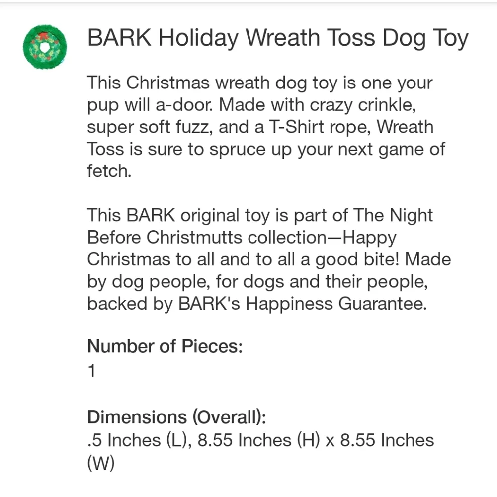Bark Holiday Wreath Toss Dog Toss